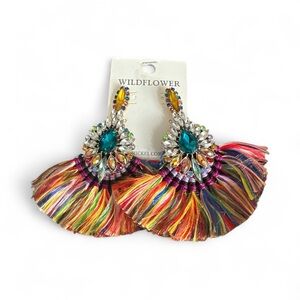 Wildflowers Vibrant Multicolor Fringe Earrings